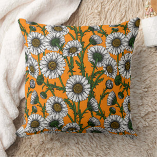 Coussin Marguerites sur orange