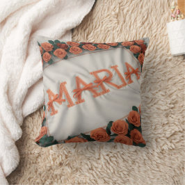Coussin Maria personnalisée avec Rose orange