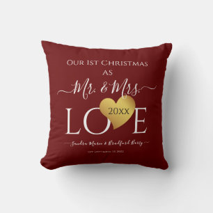 Coussin Mariage 1er premier Noël Nom Monsieur Madame
