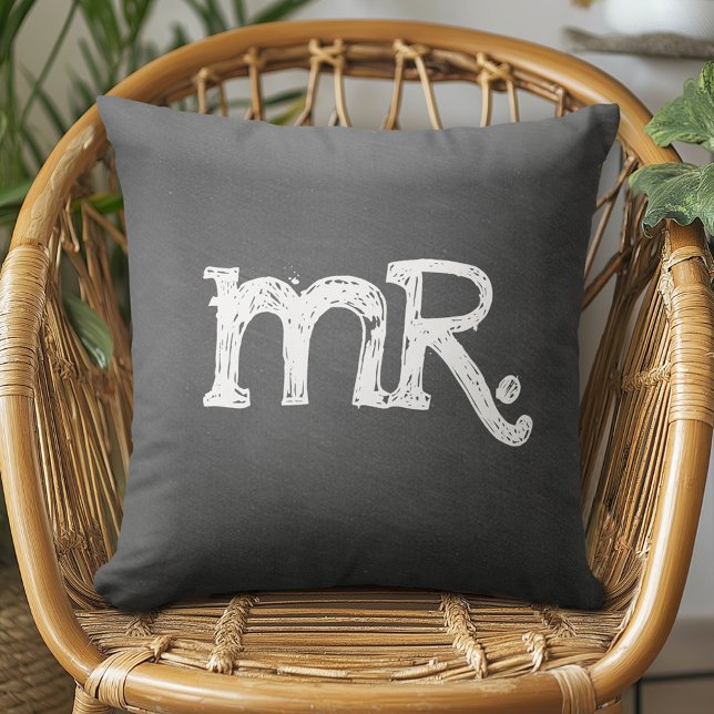 Coussin Mariage à l'ardoise Monsieur Madame (Custom Pillow)