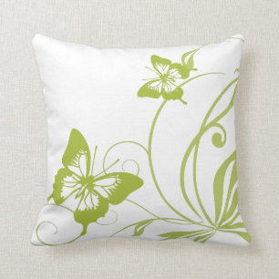 Coussin Mariage à papillons blanc et vert