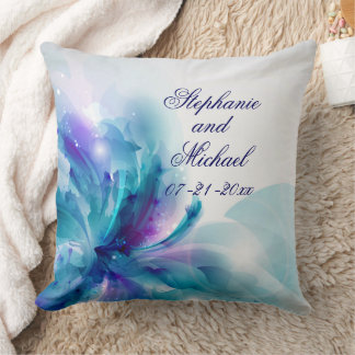 Coussin Mariage Abstrait bleu et violet personnali