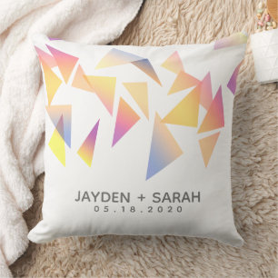 Coussin Mariage blanc Confetti multicolore Pastel