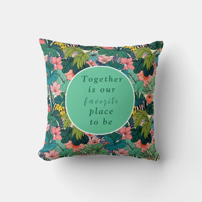 Coussin Mariage Bohème au Hibiscus (Recto)
