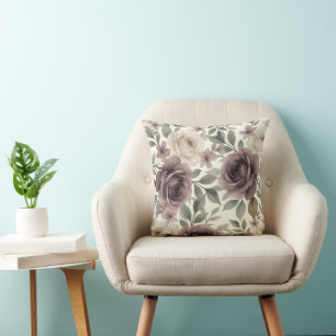 Coussin Mariage Botanique Mauve Poussiéreux Et Fleur D'Ivo