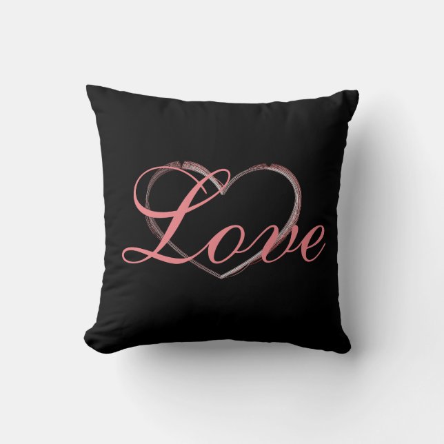 Coussin Mariage calligraphie grise cœur tendance (Recto)