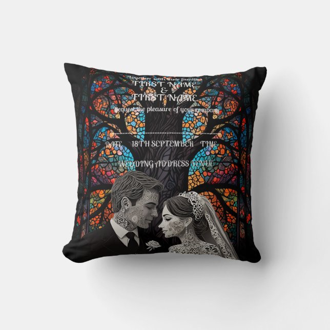 Coussin Mariage couple idées cadeaux personnalisées (Recto)