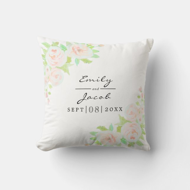 Coussin Mariage d'aquarelle couleur rose pâle (Recto)