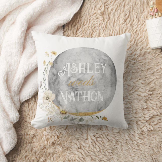 Coussin Mariage d'aquarelle or Pleine lune Fleur sauvage (Couverture)