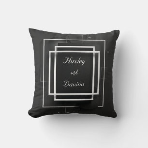 Coussin Mariage de cadre moderne Luxe noir et blanc