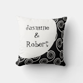 Coussin Mariage de conservation du monogramme noir blanc d