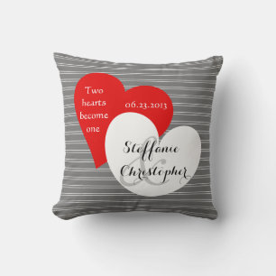 Coussin Mariage de conservation sur mesure, rayures grises