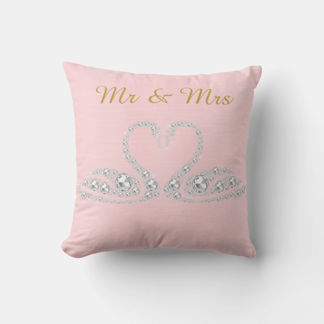 Coussin Mariage DE CUSHION DE SWAN DIAMOND ROSE (Recto)