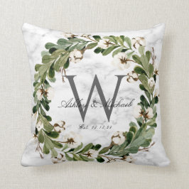 Coussin Mariage de monogramme en marbre rustique