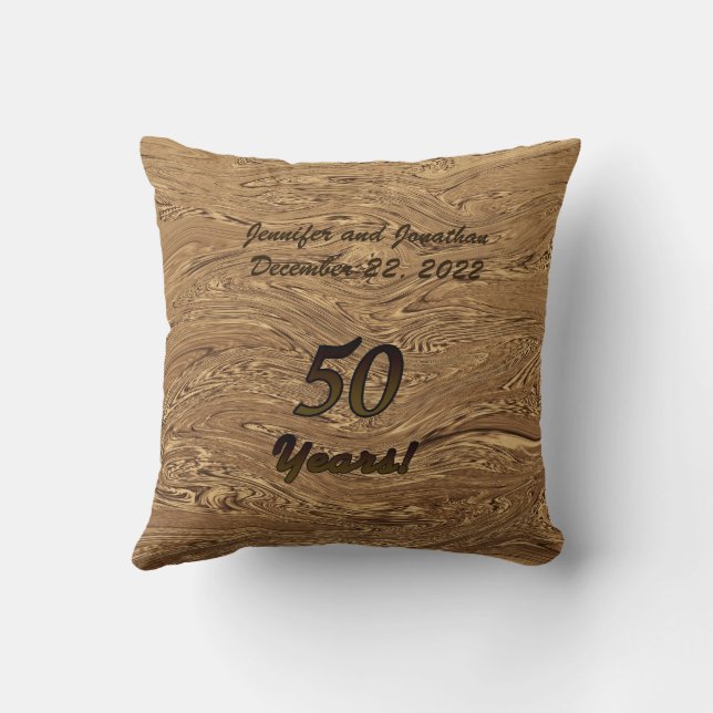Coussin Mariage d'or 50e anniversaire, nom, Carré (Verso)