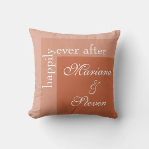 Coussin Mariage écriture chic moderne en terre cuite