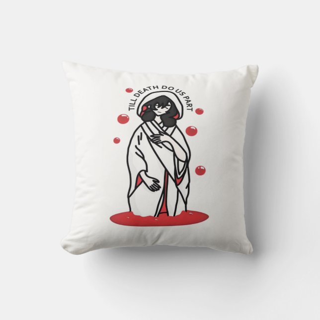 Coussin Mariage Effrayant Jusqu'à Ce Que La Mort Nous Sépa (Recto)