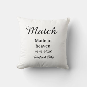 Coussin Mariage fait au ciel nom date simple calligraphie