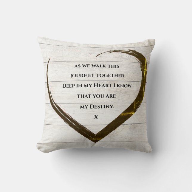 Coussin Mariage Fiançailles Citation de coeur rustique (Recto)