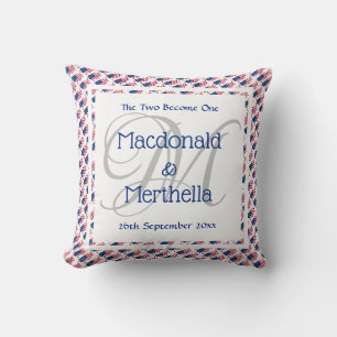 Coussin MARIAGE FLAG AMÉRICAIN Keepsaké Monogramme