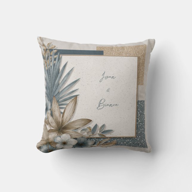 Coussin Mariage floral géométrique moderne Botanique Tropi (Recto)