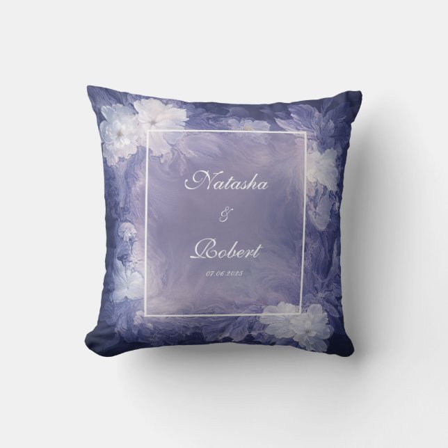 Coussin Mariage floral romantique de lavande profonde (Recto)