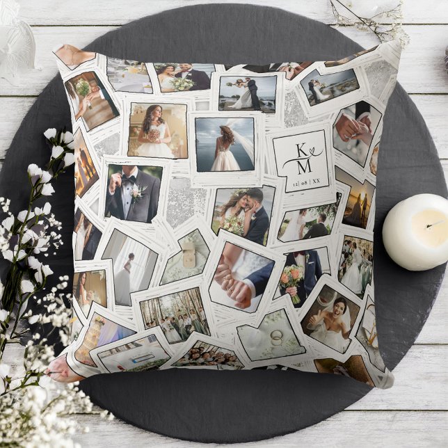 Coussin Mariage Keepsaké 30 Photo Collage White ID1065 (Créateur téléchargé)