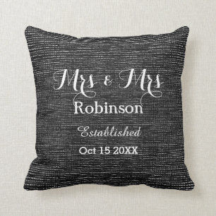 Coussin Mariage Lesbien Personnalisé Noir Et Blanc