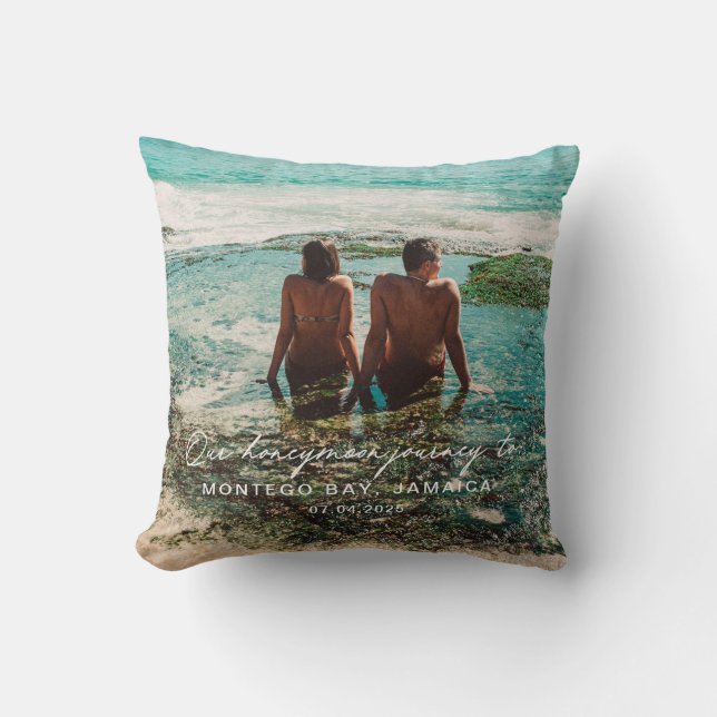 Coussin Mariage Lune de miel - Destination de script blanc (Recto)