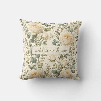 Coussin Mariage Luxueux Rose Ivoire & Eucalyptus Vert Saug