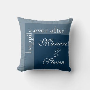 Coussin Mariage Moderne Script Bleu Marine