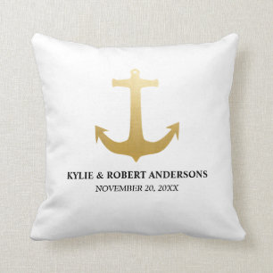Coussin Mariage nautique de Faux d'Ancre moderne de
