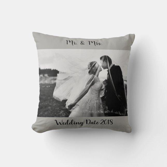 Coussin Mariage Noir & Blanc (Recto)