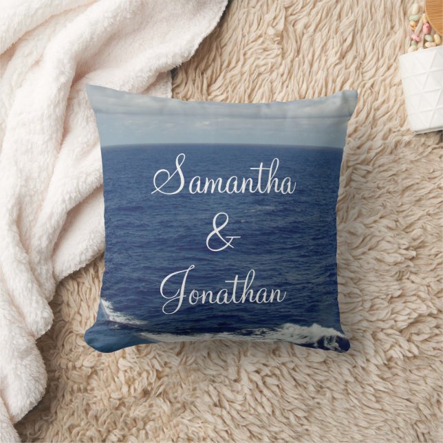 Coussin Mariage Ocean Waves Nom Jeu d'oreiller (Couverture)
