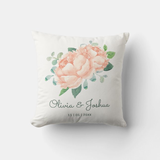 Coussin Mariage Peach Peony (Recto)