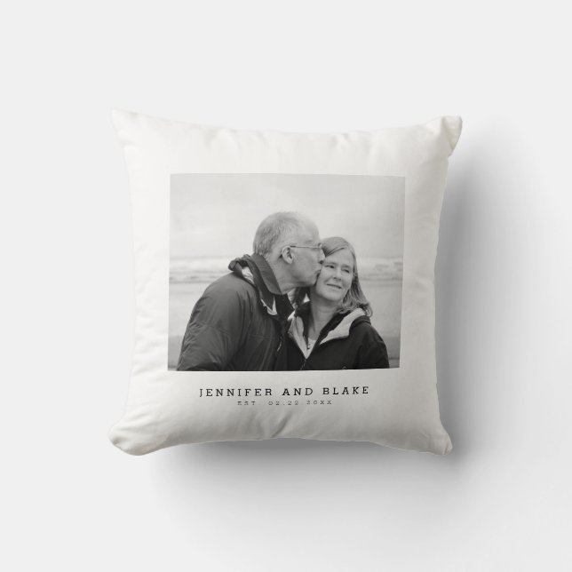 Coussin Mariage photo de couple Anniversaire Date (Recto)