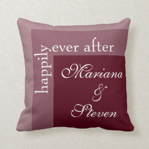 Coussin Mariage Simple Moderne Chic Script Bourgogne