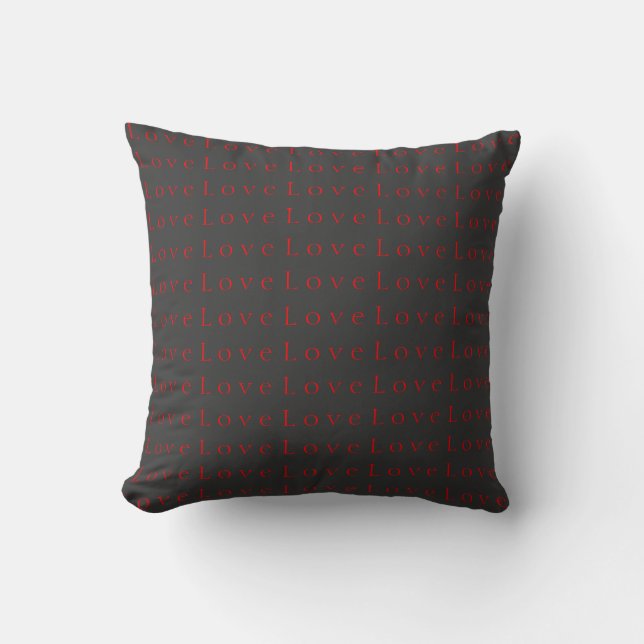 Coussin Mariage Stylé Unique Gris Rouge Amour (Recto)