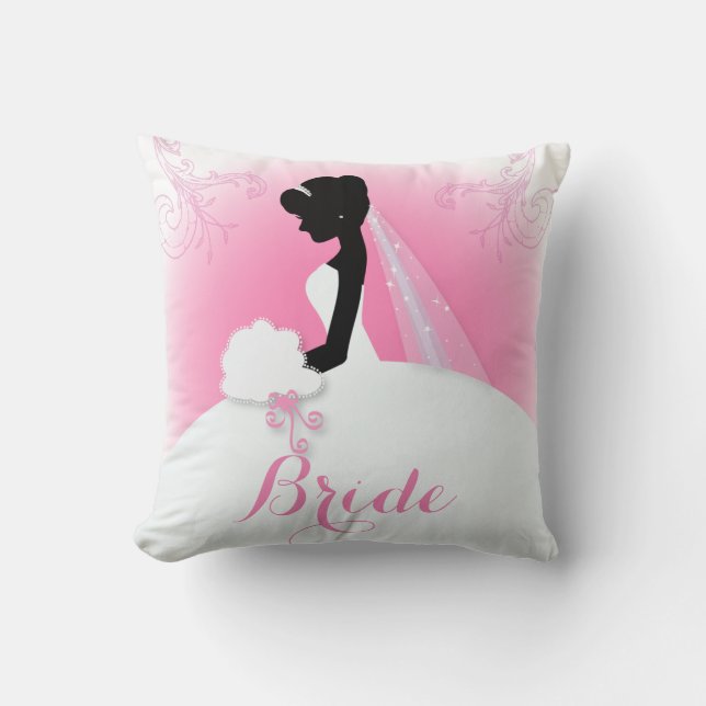 Coussin Mariée Mme Right Pink mariée silhouette (Recto)