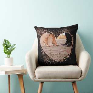Coussin Mariés & Joyeuse Rose Gold Lumières Scintillantes 