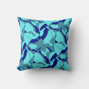 Coussin Marine Aqua Slate Méditerranéen Diagonal Abstrait