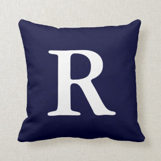 Coussin Marine Bleu Blanc Monogramme R Pillow Pillow