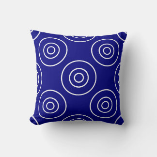 Coussin Marine bleu et blanc avec cercles