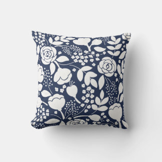 Coussin Marine bleu floral 2 faces Jeu d'oreiller