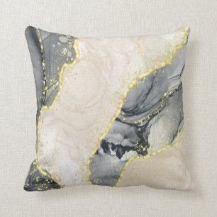 Coussin Marine Bleu Gris Gris Or Parties scintillant Encre