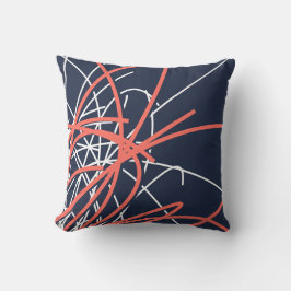Coussin Marine Bleu Vie Corail & Blanc Moderne Abstrait
