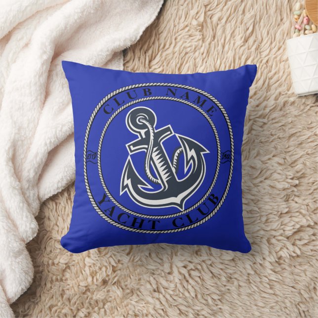 Coussin Marine bleue Ancre nautique club nautique (Couverture)