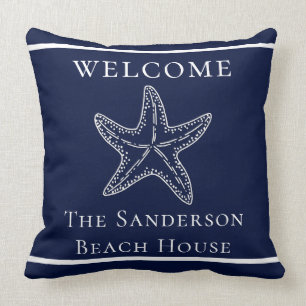 Coussin Marine Bleue Bleu Bleu Écre Lancer Pile