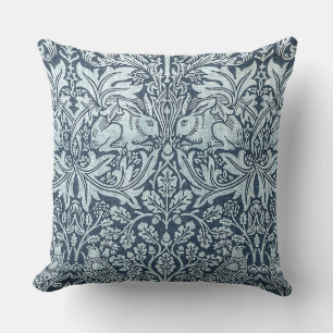 Coussin Marine Blue White Rabbit William Morris