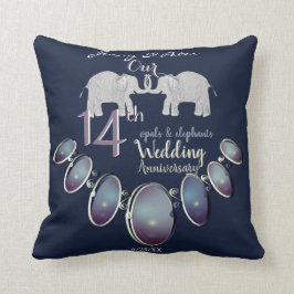 Coussin Marine des Opals et des éléphants du 14e anniversa